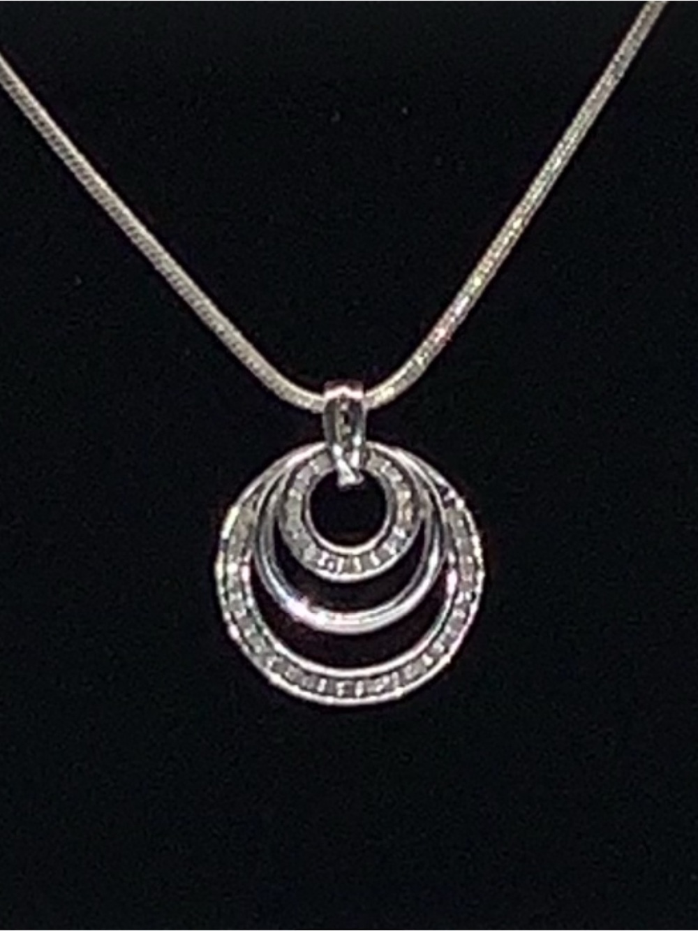 Triple Circle 999 Silver Real Diamond Pendant 952 Chain Eternity Necklace